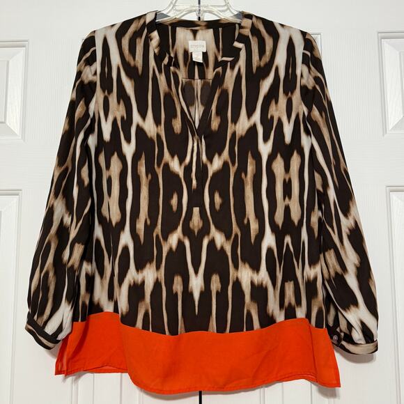 Chico's Animal Print Blouse/Tunic, Size 2 - Picture 2 of 6